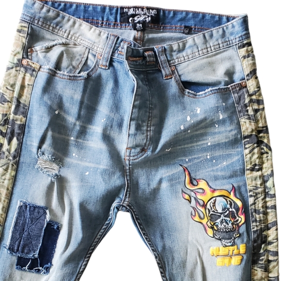 Hustle Gang Whiskey Throttle Spray Paint Jeans. Sz. 34. - Picture 4 of 16